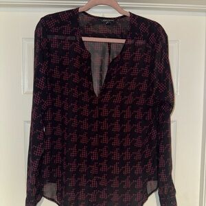 Banana Republic Black and Red Geometric Blouse L